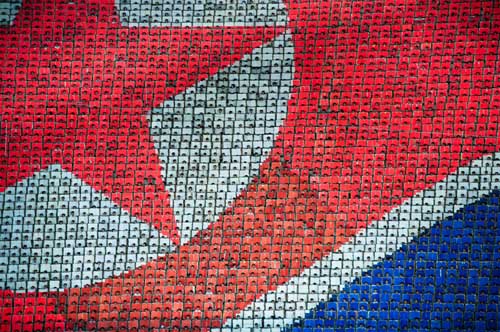 Image: North Korean flag composed of human pixels